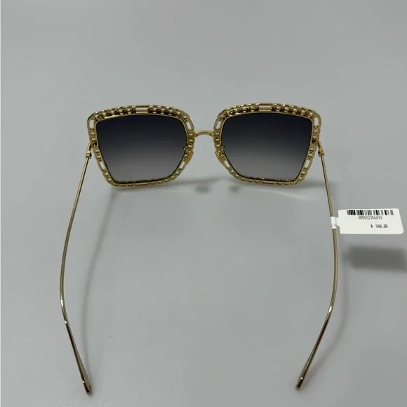 Gucci Square Metal Frame Sunglasses Gold